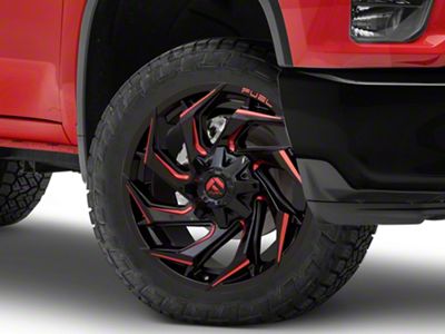 Fuel Wheels Reaction Gloss Black Milled with Red Tint 8-Lug Wheel; 22x10; -18mm Offset (20-24 Silverado 2500 HD)