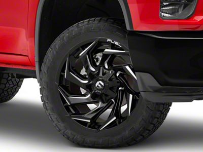 Fuel Wheels Reaction Gloss Black Milled 8-Lug Wheel; 22x10; -18mm Offset (20-25 Silverado 2500 HD)