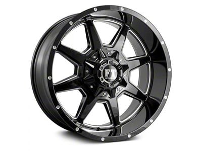 Full Throttle Off Road FT2 Gloss Black Milled 6-Lug Wheel; 20x10; -24mm Offset (07-13 Sierra 1500)