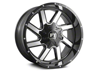 Full Throttle Off Road FT1 Gloss Black Machined 8-Lug Wheel; 20x10; -24mm Offset (11-14 Sierra 3500 HD SRW)