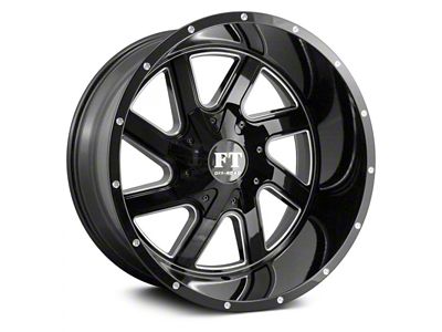 Full Throttle Off Road FT1 Gloss Black Milled 8-Lug Wheel; 20x10; -24mm Offset (11-14 Sierra 3500 HD SRW)