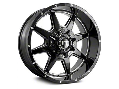 Full Throttle Off Road FT2 Gloss Black Milled 6-Lug Wheel; 20x10; 0mm Offset (07-13 Silverado 1500)