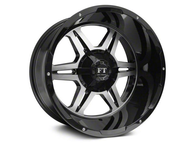 Full Throttle Off Road FT3 Gloss Black Machined 6-Lug Wheel; 20x12; -44mm Offset (07-13 Silverado 1500)