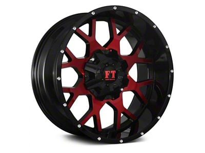 Full Throttle Off Road FT0151 Gloss Black with Red Face 8-Lug Wheel; 20x10; -24mm Offset (11-14 Silverado 3500 HD SRW)