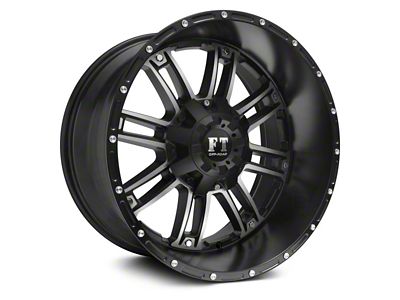 Full Throttle Off Road FT8033 Satin Black with Polished Machined Spokes 8-Lug Wheel; 20x10; -24mm Offset (11-16 F-250 Super Duty)