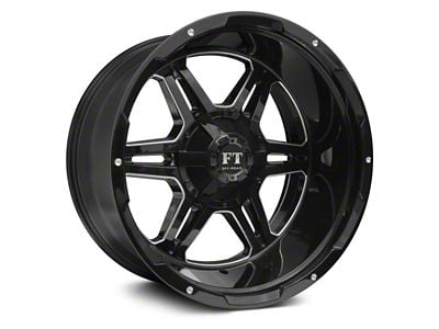 Full Throttle Off Road FT3 Gloss Black Milled 6-Lug Wheel; 20x12; -44mm Offset (14-18 Sierra 1500)