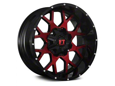 Full Throttle Off Road FT0151 Gloss Black with Red Face 8-Lug Wheel; 20x10; -24mm Offset (15-19 Sierra 3500 HD SRW)