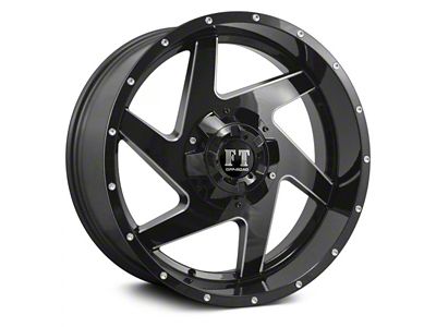 Full Throttle Off Road FT6052 Gloss Black Milled 8-Lug Wheel; 20x10; -24mm Offset (17-22 F-350 Super Duty SRW)