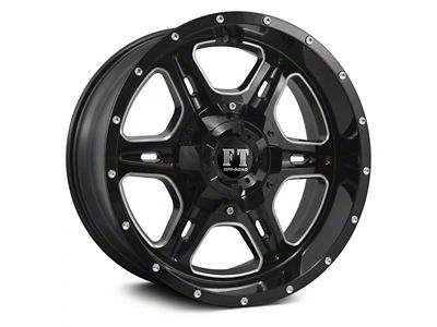 Full Throttle Off Road FT6054 Gloss Black Milled 8-Lug Wheel; 18x9; -12mm Offset (17-22 F-350 Super Duty SRW)