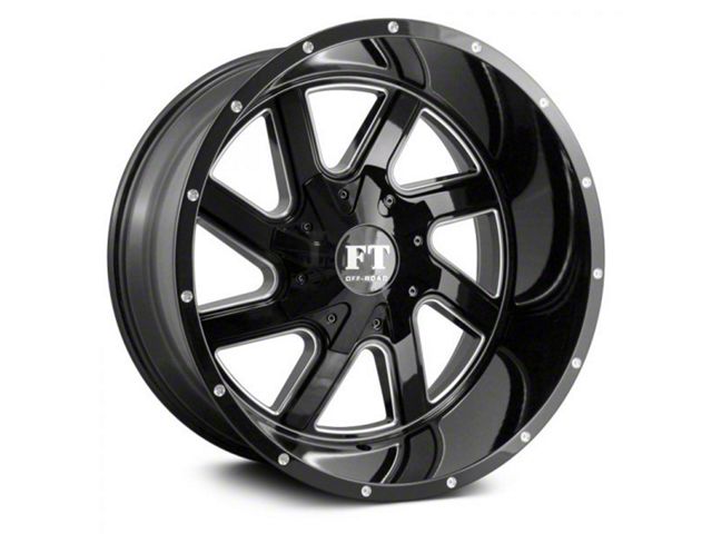 Full Throttle Off Road FT1 Gloss Black Milled 6-Lug Wheel; 20x10; -24mm Offset (23-24 Colorado)