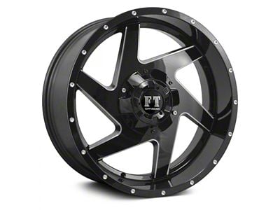 Full Throttle Off Road FT6052 Gloss Black Milled 8-Lug Wheel; 18x9; -12mm Offset (23-24 F-350 Super Duty SRW)