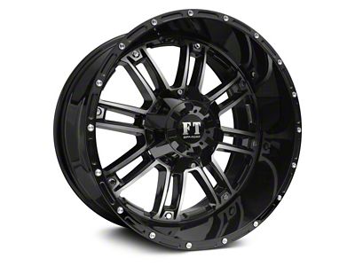 Full Throttle Off Road FT8033 Gloss Black Machined 8-Lug Wheel; 20x10; -24mm Offset (23-24 F-350 Super Duty SRW)