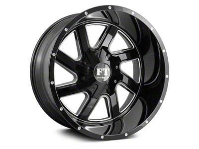 Full Throttle Off Road FT1 Gloss Black Milled 6-Lug Wheel; 20x12; -44mm Offset (14-18 Sierra 1500)