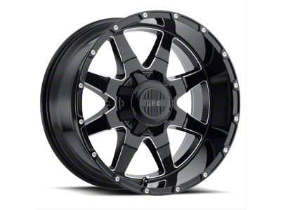 G-FX TR-12 Gloss Black Milled 8-Lug Wheel; 17x9; 12mm Offset (01-06 Sierra 2500 HD)