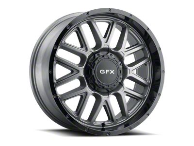 G-FX TM-5 Matte Gray with Matte Black Lip 8-Lug Wheel; 17x8.5; 0mm Offset (01-06 Sierra 3500 HD SRW)