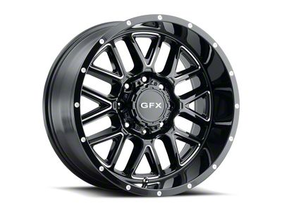 G-FX TM-5 Gloss Black Milled 8-Lug Wheel; 18x9; 0mm Offset (07-10 Sierra 3500 HD SRW)