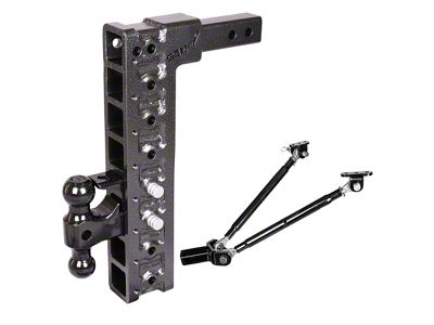 Gen-Y Hitch Mega-Duty 16K Adjustable 2-Inch Receiver Hitch Dual-Ball Mount with Pintle Lock and Stabilizer Bars; 17.50-Inch Drop (Universal; Some Adaptation May Be Required)