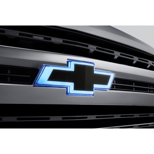 GM Silverado 1500 Illuminated Front Grille Emblem; Black 85144185 (19 ...