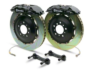 Brembo GT Series 4-Piston Rear Big Brake Kit with 2-Piece Slotted Rotors; Black Calipers (14-18 Sierra 1500)