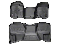 Weathertech DigitalFit Front Over the Hump and Rear Floor Liners; Black (07-13 Sierra 1500 Extended Cab, Crew Cab, Excluding Hybrid)