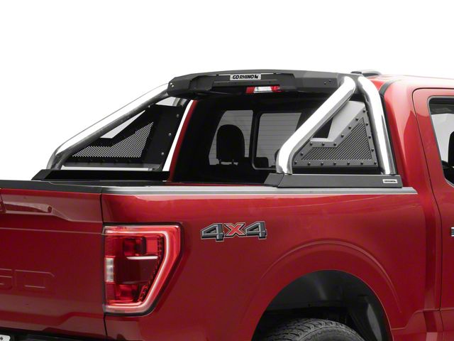 Go Rhino Sport Bar 2.0 Roll Bar with Power Actuated Retractable Light Mount; Polished (15-24 F-150)