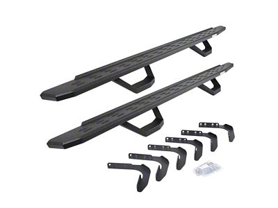 Go Rhino RB30 Running Boards with Drop Steps; Protective Bedliner Coating (99-16 F-250 Super Duty SuperCrew)