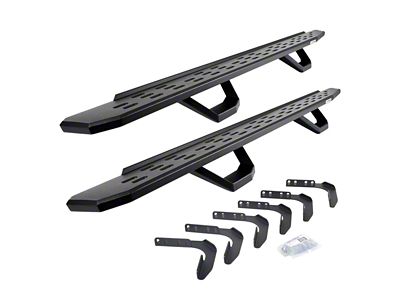 Go Rhino RB30 Running Boards with Drop Steps; Textured Black (99-16 F-250 Super Duty SuperCrew)