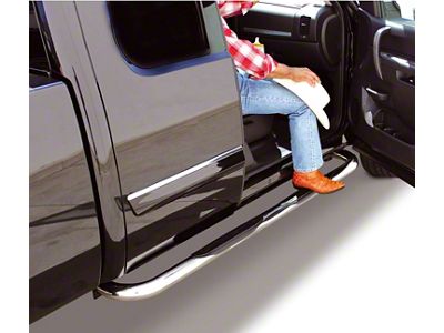 Go Rhino 3-Inch 4000 Series Cab Length Side Step Bars; Polished (17-24 F-350 Super Duty SuperCab)