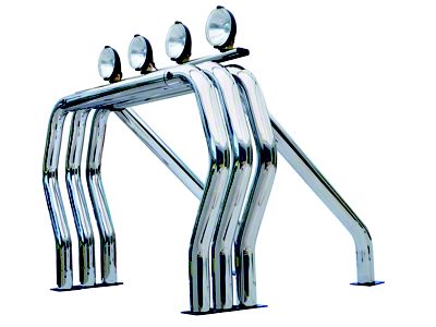 Go Rhino Triple Bar/Single Kicker Bed Bar; Chrome (10-25 RAM 2500)