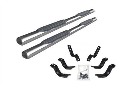 Go Rhino 4-Inch 1000 Series Side Step Bars; Polished (11-14 6.6L Duramax Silverado 3500 HD Extended Cab)