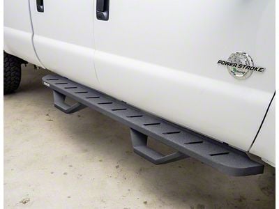 Go Rhino RB10 Running Boards with Drop Steps; Textured Black (15-19 6.0L Silverado 3500 HD Double Cab)