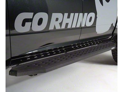 Go Rhino RB20 Running Boards; Protective Bedliner Coating (20-24 Silverado 3500 HD Crew Cab)