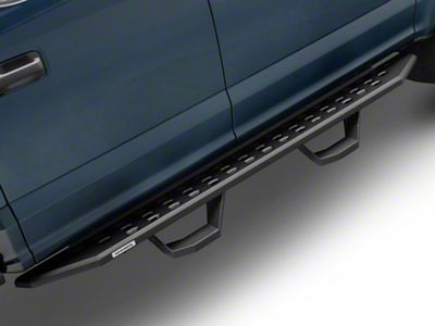 Go Rhino RB20 Running Boards with Drop Steps; Textured Black (17-24 F-250 Super Duty SuperCrew)