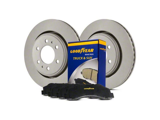 Goodyear Brakes Truck and SUV 5-Lug Brake Rotor and Pad Kit; Front (06-08 RAM 1500 Mega Cab)