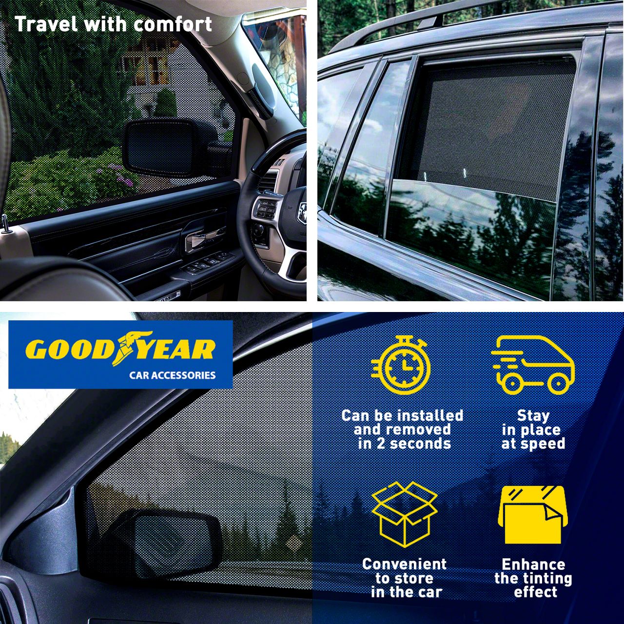 goodyear magnetic car window sunshade