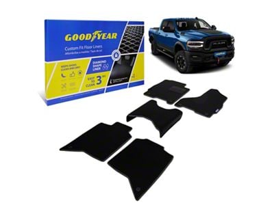 Goodyear Car Accessories Custom Fit Front and Rear Floor Liners; Black (19-24 RAM 3500 Crew Cab)
