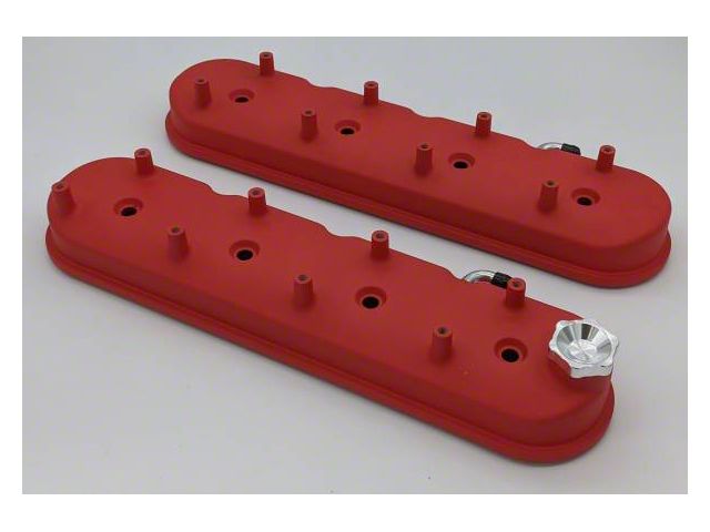 Granatelli Motor Sports Tall Valve Covers; Red Wrinkle (10-19 6.0L Sierra 2500 HD)