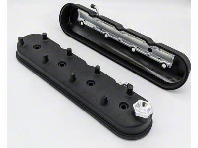 Granatelli Motor Sports Tall Valve Covers; Black Wrinkle (10-19 6.0L Silverado 2500 HD)