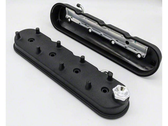 Granatelli Motor Sports Tall Valve Covers; Black Wrinkle (10-19 6.0L Silverado 2500 HD)