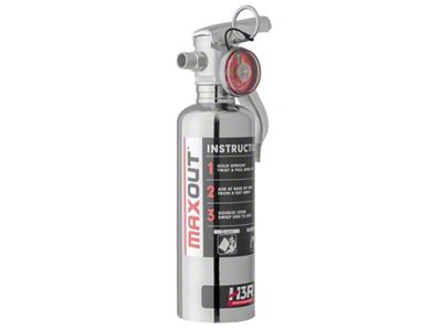 H3R Performance MaxOut Dry Chemical Car Fire Extinguisher; Chrome; 1.0 lb.