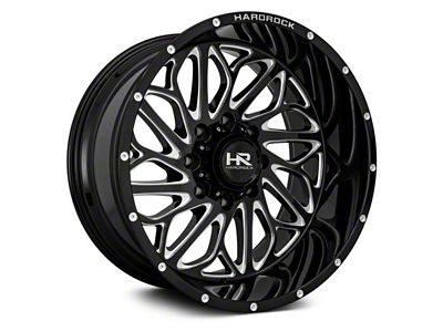 Hardrock Offroad BlackTop Xposed Gloss Black Milled 8-Lug Wheel; 20x12; -44mm Offset (01-06 Sierra 2500 HD)