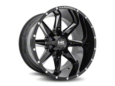 Hardrock Offroad Hardcore Gloss Black Milled 8-Lug Wheel; 20x12; -44mm Offset (01-06 Silverado 2500 HD)