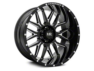 Hardrock Offroad Affliction Gloss Black Milled 8-Lug Wheel; 22x12; -44mm Offset (01-06 Silverado 3500 HD SRW)