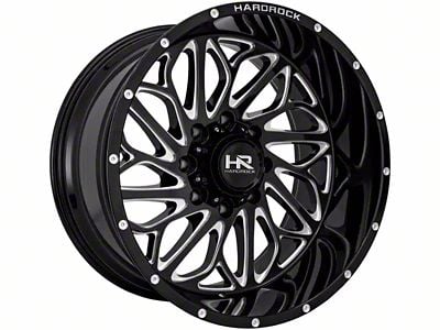 Hardrock Offroad BlackTop Xposed Gloss Black Milled 6-Lug Wheel; 20x10; -19mm Offset (14-18 Sierra 1500)