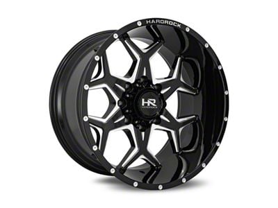 Hardrock Offroad Reckless Xposed Gloss Black Milled 6-Lug Wheel; 22x12; -51mm Offset (19-25 RAM 1500)