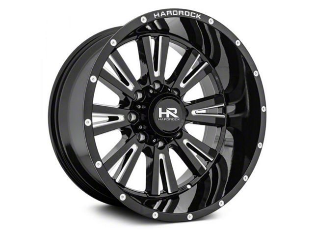 Hardrock Offroad Spine Xposed Gloss Black Milled 8-Lug Wheel; 20x12; -44mm Offset (07-10 Silverado 2500 HD)