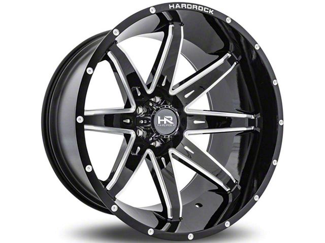 Hardrock Offroad PainKiller Xposed Gloss Black Milled 6-Lug Wheel; 20x12; -44mm Offset (19-24 Silverado 1500)