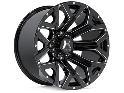 Hartes Metal Hawkish Gloss Black Milled 8-Lug Wheel; 20x10; -18mm Offset (01-06 Sierra 2500 HD)