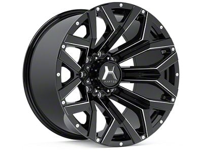 Hartes Metal Hawkish Gloss Black Milled 8-Lug Wheel; 22x12; -44mm Offset (01-06 Sierra 2500 HD)