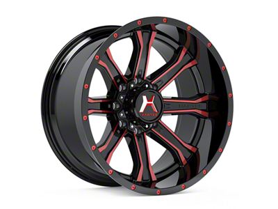 Hartes Metal Strike Gloss Black Milled with Red Tint 8-Lug Wheel; 20x9; 0mm Offset (01-06 Sierra 2500 HD)